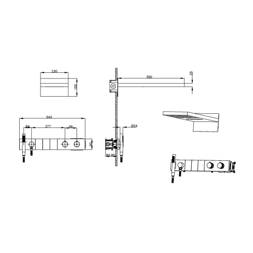 Встраиваемая  душевая система Boheme ZODIAC 133-2-GM антрацит, Выбрать цвет: Оружейная сталь, изображение 3