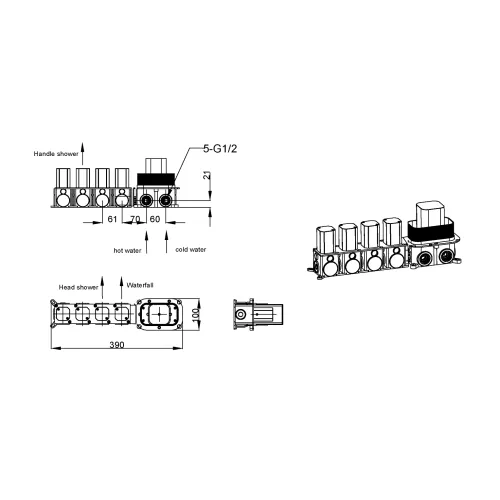 Встраиваемая душевая система  Boheme ZODIAC 132-G золото, Выбрать цвет: Золото, изображение 2