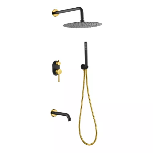 Душевая система со смесителем встраиваемая Boheme Uno 464-2-BG Черный Золото, Выбрать цвет: Черный/золото
