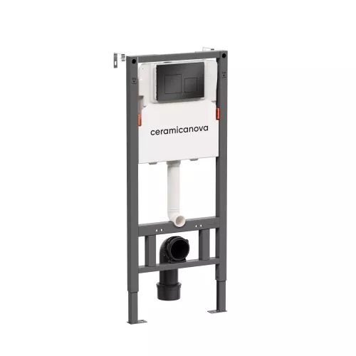 Система инсталляции для унитазов CERAMICANOVA Balance с кнопкой смыва Square, с креплениями, Внешний вид: кнопка цвет Черный, изображение 2