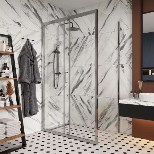 Душевой угол  GLORIA120  Ceruttispa без поддона (80x120x195), Цвет профиля: Хром, Выбрать размер: 80х120