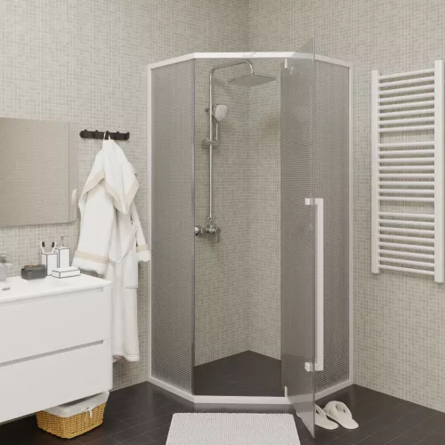 Душевой угол  C3AWD  Ceruttispa без поддона (90x90x195), Цвет стекла: рифленое, Цвет профиля: Белый, Выбрать размер: 90х90, изображение 2