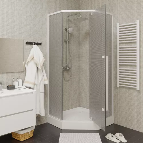 Душевой угол  C3AWD  Ceruttispa без поддона (90x90x195), Цвет стекла: рифленое, Цвет профиля: Белый, Выбрать размер: 90х90, изображение 4