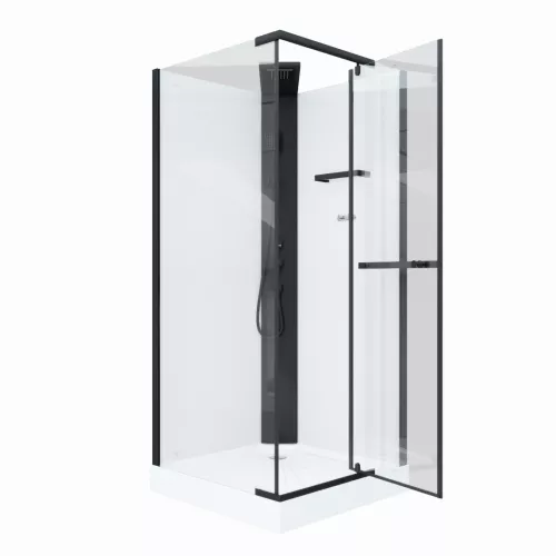 Кабина MiMi901B душевая Ceruttispa (90x90x215-225), Цвет профиля: Черный, Тип поддона: Низкий, изображение 4