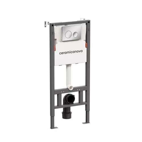 Система инсталляции для унитазов CERAMICANOVA Balance с кнопкой смыва Circle, с креплениями, Внешний вид: кнопка цвет Хром, изображение 2