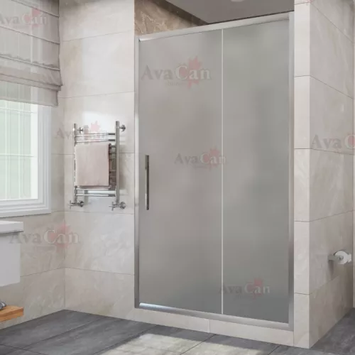 Душевая дверь в нишу AvaCan FС MT, Цвет стекла: матовое, Цвет профиля: Хром, Выбрать размер: 120-140