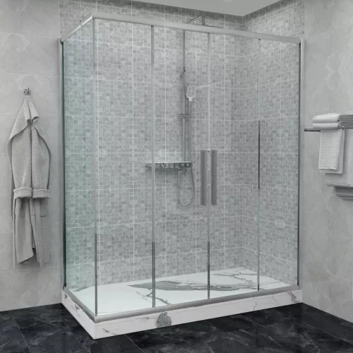 Душевой уголок AvaCan FC2 прозрачное/хром, Цвет стекла: прозрачное, Цвет профиля: Хром, Выбрать размер: 190-210х100