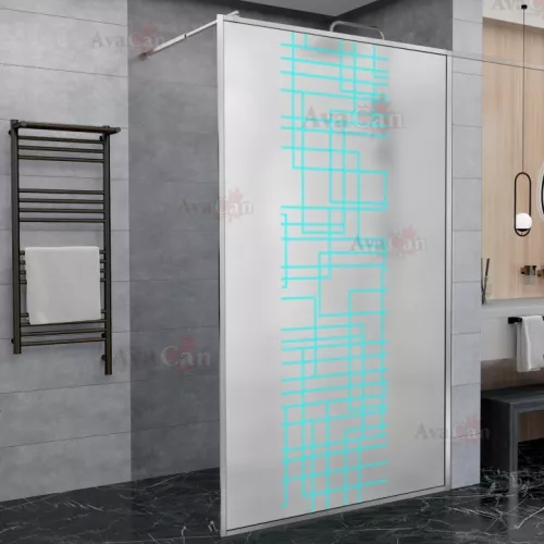 Душевая перегородка AvaCan LC 100/110/120 MT, Цвет стекла: матовое с рисунком, Цвет профиля: Хром, Выбрать размер: 100