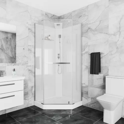 Душевые кабины и сауны: Кабина CHIKA901T душевая без крыши Ceruttispa (90x90x215-225) 1 в магазине Акватория