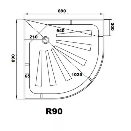 Поддон R90 Ceruttispa полукруглый (90х90х12), Высота поддона: Низкий, Выбрать размер: 90х90, изображение 2