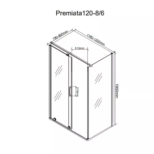 Душевой угол  PREMIATA B 120-8  Ceruttispa без поддона (90x120x195), Цвет профиля: Черный, Выбрать размер: 120х90, изображение 6