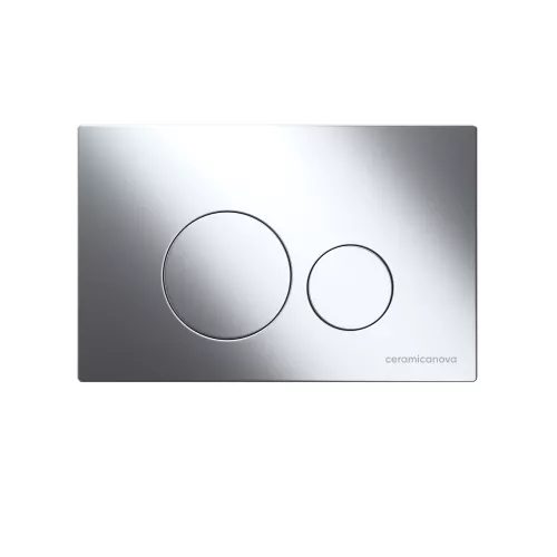 Система инсталляции для унитазов CERAMICANOVA Envision с кнопкой смыва Round  и креплениями, Внешний вид: кнопка цвет Хром, изображение 2