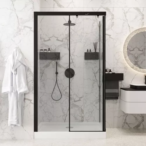 Душевой угол MARBELLA 120B L/R  Ceruttispa без поддона (80x120x190), Цвет профиля: Черный, Выбрать размер: 120х80, Ориентация: левая, изображение 3