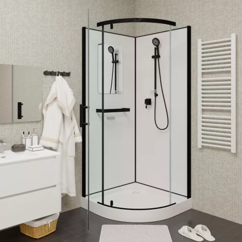 Кабина KORRA90B душевая без крыши Ceruttispa (90x90x205), Цвет профиля: Черный, Тип поддона: Низкий, изображение 2