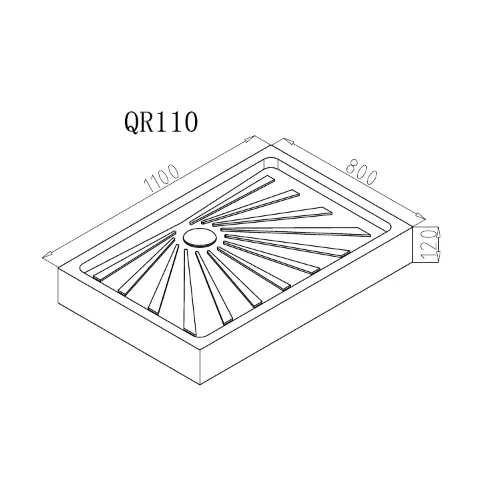 Поддон   QR110/QR121/QR120/90 Ceruttispa прямоугольный, Высота поддона: Низкий, Выбрать размер: 110х80, изображение 2