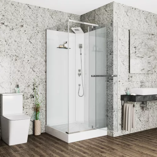 Кабина MiMi901T душевая без крыши Ceruttispa (90x90x215-225), Цвет профиля: Хром, Тип поддона: Низкий, изображение 2