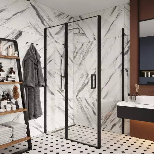 Душевой угол  VICTORIA120B Ceruttispa без поддона (90x120x195), Цвет профиля: Черный, Выбрать размер: 120х90