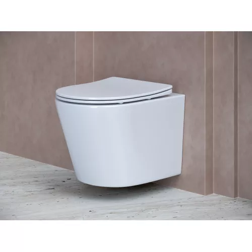 Подвесной унитаз CERAMICANOVA  Balearica  Rimless, Выбрать цвет: Белый, изображение 2