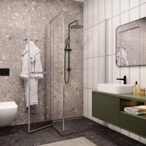 Душевой угол  MIMI ZQ91T  Ceruttispa без поддона (90x90x195), Цвет профиля: Хром, Выбрать размер: 90х90, изображение 2