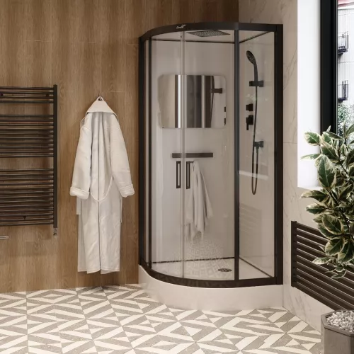 Кабина VIVA101B/VIVA91B душевая Ceruttispa 100x100/90х90, Цвет профиля: Черный, Тип поддона: Низкий, Выбрать размер: 100х100, изображение 3