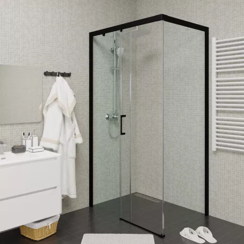 Душевой угол  VITO110B-L/R  Ceruttispa без поддона (80x110x195), Цвет профиля: Черный, Выбрать размер: 110х80, Ориентация: левая, изображение 2