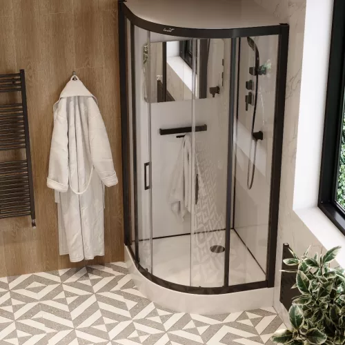 Кабина VIVA101B/VIVA91B душевая Ceruttispa 100x100/90х90, Цвет профиля: Черный, Тип поддона: Низкий, Выбрать размер: 100х100, изображение 4