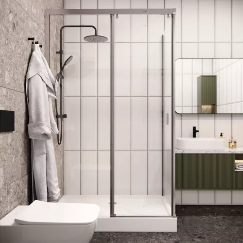 Душевой угол  MARBELLA 120 L/R  Ceruttispa без поддона (80x120x190), Цвет профиля: Хром, Выбрать размер: 120х80, Ориентация: левая, изображение 4