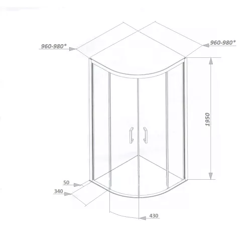 Душевой угол  VIVA100/90  Ceruttispa без поддона (100x100/90х90), Цвет профиля: Хром, Выбрать размер: 100х100, изображение 7