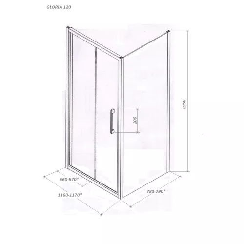 Душевой угол  GLORIA120  Ceruttispa без поддона (80x120x195), Цвет профиля: Хром, Выбрать размер: 80х120, изображение 8
