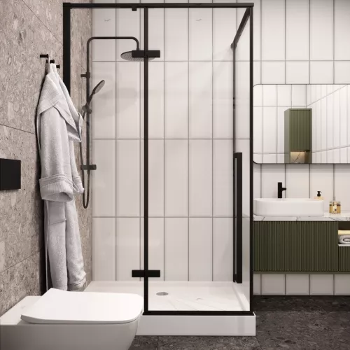 Душевой угол C1A  Ceruttispa без поддона (120x90x195), Цвет профиля: Черный, Выбрать размер: 120х90, изображение 4