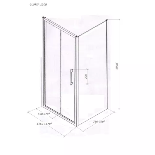 Душевой угол  GLORIA120B Ceruttispa без поддона (80x120x195), Цвет профиля: Черный, Выбрать размер: 80х120, изображение 6