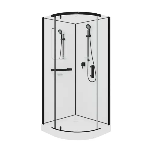 Кабина KORRA90B душевая без крыши Ceruttispa (90x90x205), Цвет профиля: Черный, Тип поддона: Низкий, изображение 4