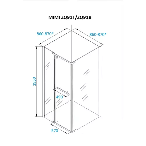 Душевой угол  MIMI ZQ91B  Ceruttispa без поддона (90x90x195), Цвет профиля: Черный, Выбрать размер: 90х90, изображение 7