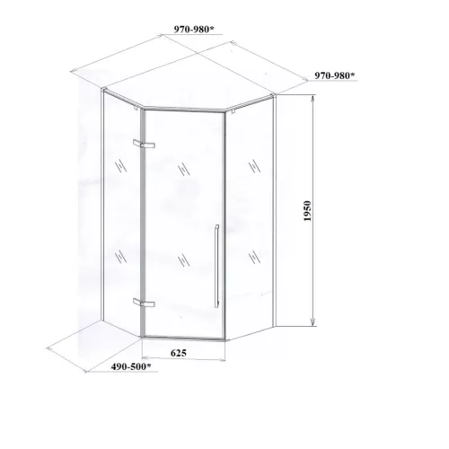 Душевой угол C2A  Ceruttispa без поддона (100x100x195), Цвет стекла: прозрачное, Цвет профиля: Черный, Выбрать размер: 100х100, изображение 5