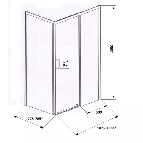 Душевой угол  VITO110B-L/R  Ceruttispa без поддона (80x110x195), Цвет профиля: Черный, Выбрать размер: 110х80, Ориентация: левая, изображение 8