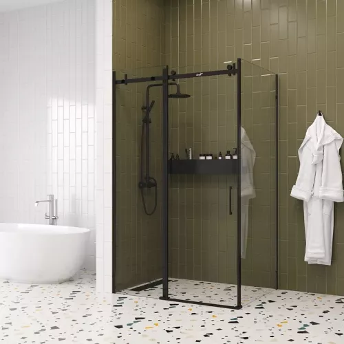 Душевой угол  CEZA'S120B  Ceruttispa без поддона (90x120x195), Цвет профиля: Черный, Выбрать размер: 120x90, изображение 4