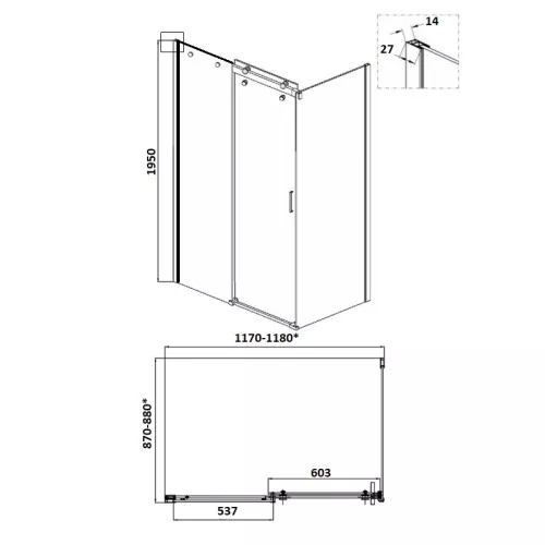 Душевой угол  CEZA'S120  Ceruttispa без поддона (90x120x195), Цвет профиля: Хром, Выбрать размер: 120х90, изображение 8