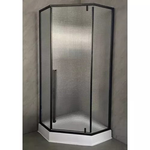 Душевой угол  C3ABD  Ceruttispa без поддона (90x90x195), Цвет стекла: рифленое, Цвет профиля: Черный, Выбрать размер: 90х90, изображение 9
