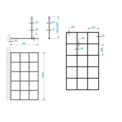 Душевая перегородка  MUZA T80/100 Ceruttispa без поддона (80x195), Цвет профиля: Черный, Выбрать размер: 80, изображение 6