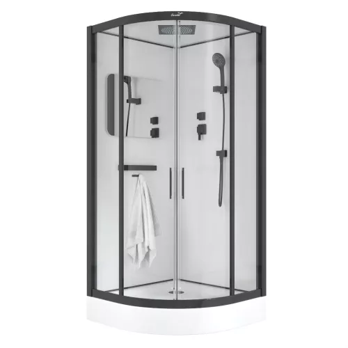 Кабина VIVA101B/VIVA91B душевая Ceruttispa 100x100/90х90, Цвет профиля: Черный, Тип поддона: Низкий, Выбрать размер: 100х100, изображение 5