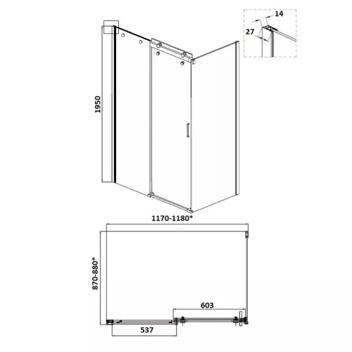 Душевой угол  CEZA'S120B  Ceruttispa без поддона (90x120x195), Цвет профиля: Черный, Выбрать размер: 120x90, изображение 12