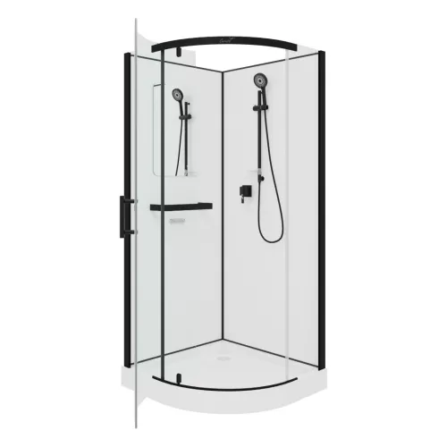 Кабина KORRA90B душевая без крыши Ceruttispa (90x90x205), Цвет профиля: Черный, Тип поддона: Низкий, изображение 5