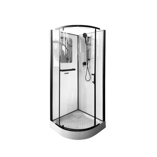 Кабина KORRA90B душевая без крыши Ceruttispa (90x90x205), Цвет профиля: Черный, Тип поддона: Низкий, изображение 6
