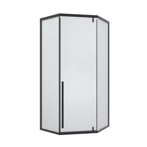 Душевой угол  C3ABD  Ceruttispa без поддона (90x90x195), Цвет стекла: рифленое, Цвет профиля: Черный, Выбрать размер: 90х90, изображение 6