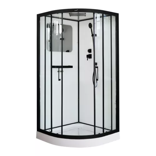 Кабина VIVA101B/VIVA91B душевая Ceruttispa 100x100/90х90, Цвет профиля: Черный, Тип поддона: Низкий, Выбрать размер: 100х100, изображение 6