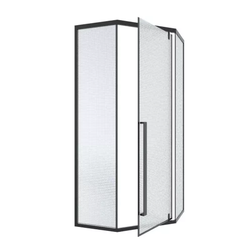Душевой угол  C3ABD  Ceruttispa без поддона (90x90x195), Цвет стекла: рифленое, Цвет профиля: Черный, Выбрать размер: 90х90, изображение 7