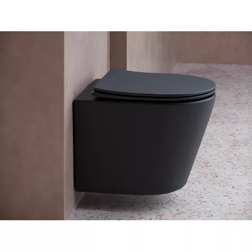 Подвесной унитаз CERAMICANOVA Balearica Rimless (цвет Черный Матовый), Выбрать цвет: Черный матовый, изображение 3