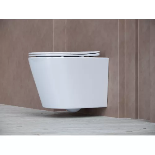 Подвесной унитаз CERAMICANOVA  Balearica  Rimless, Выбрать цвет: Белый, изображение 4