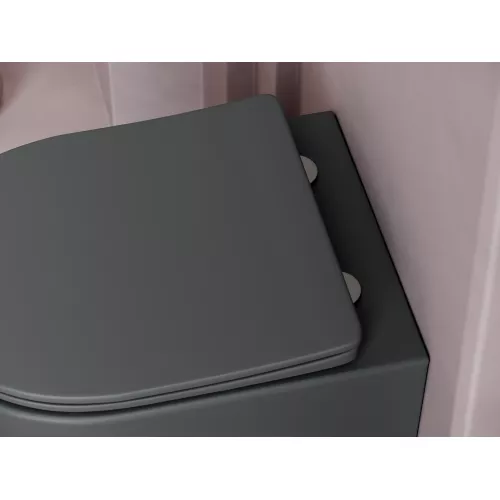 Подвесной унитаз CERAMICANOVA Balearica Rimless (цвет Темный антрацит матовый), Выбрать цвет: Темный антрацит матовый, изображение 5