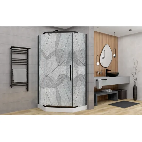 Душевой уголок AvaCan PB 90/100 MT, Цвет стекла: матовое с рисунком, Цвет профиля: Черный, Выбрать размер: 90х90